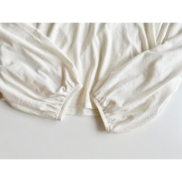 NATION LTD Quintana Ivory Cotton Jersey V-Neck Long Sleeve T-Shirt Top, Size S - Picture 9 of 15